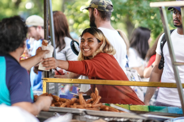 students enjoying a Latinx month fair