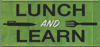 green background with black font reading Lunch and Learn